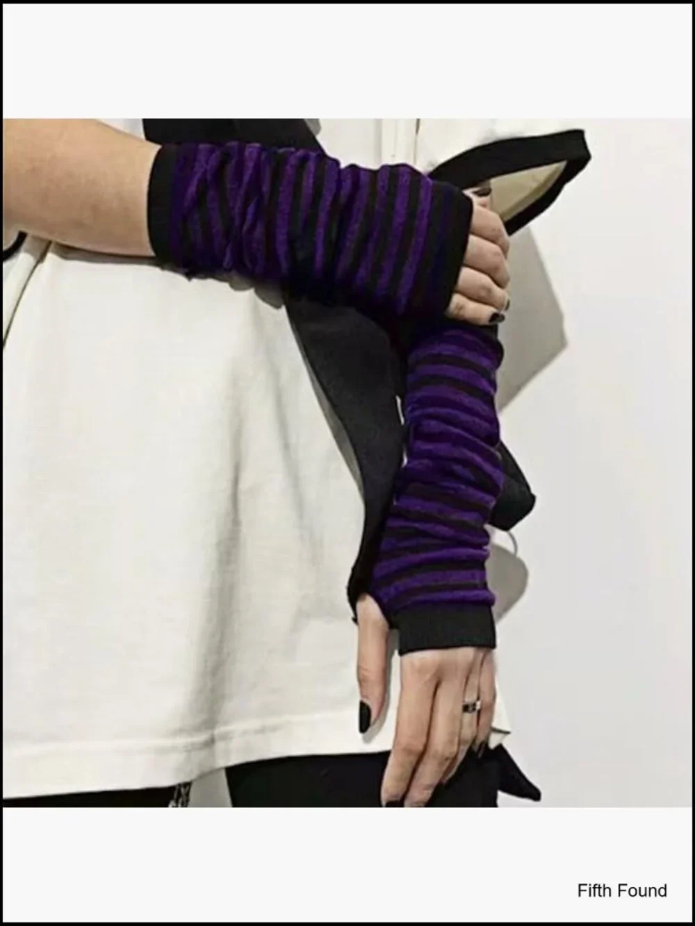 Kawaii Harajuku Goth Half Finger Knitted Arm Warmer Y2K Gloves Arm Sleeve